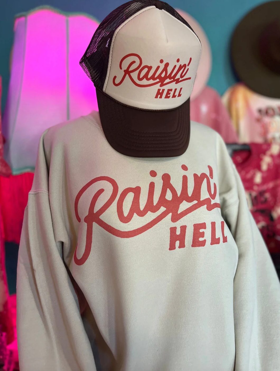 Raisin’ Hell Vintage Western Graphic Sweatshirt