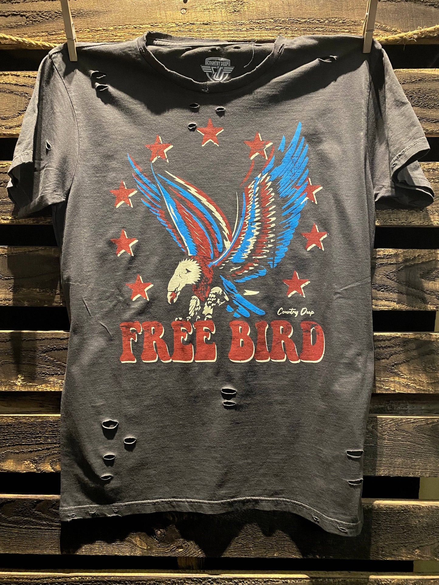 Free Bird Spirit Vintage Graphic Tee – Distressed Patriotic Eagle Shirt