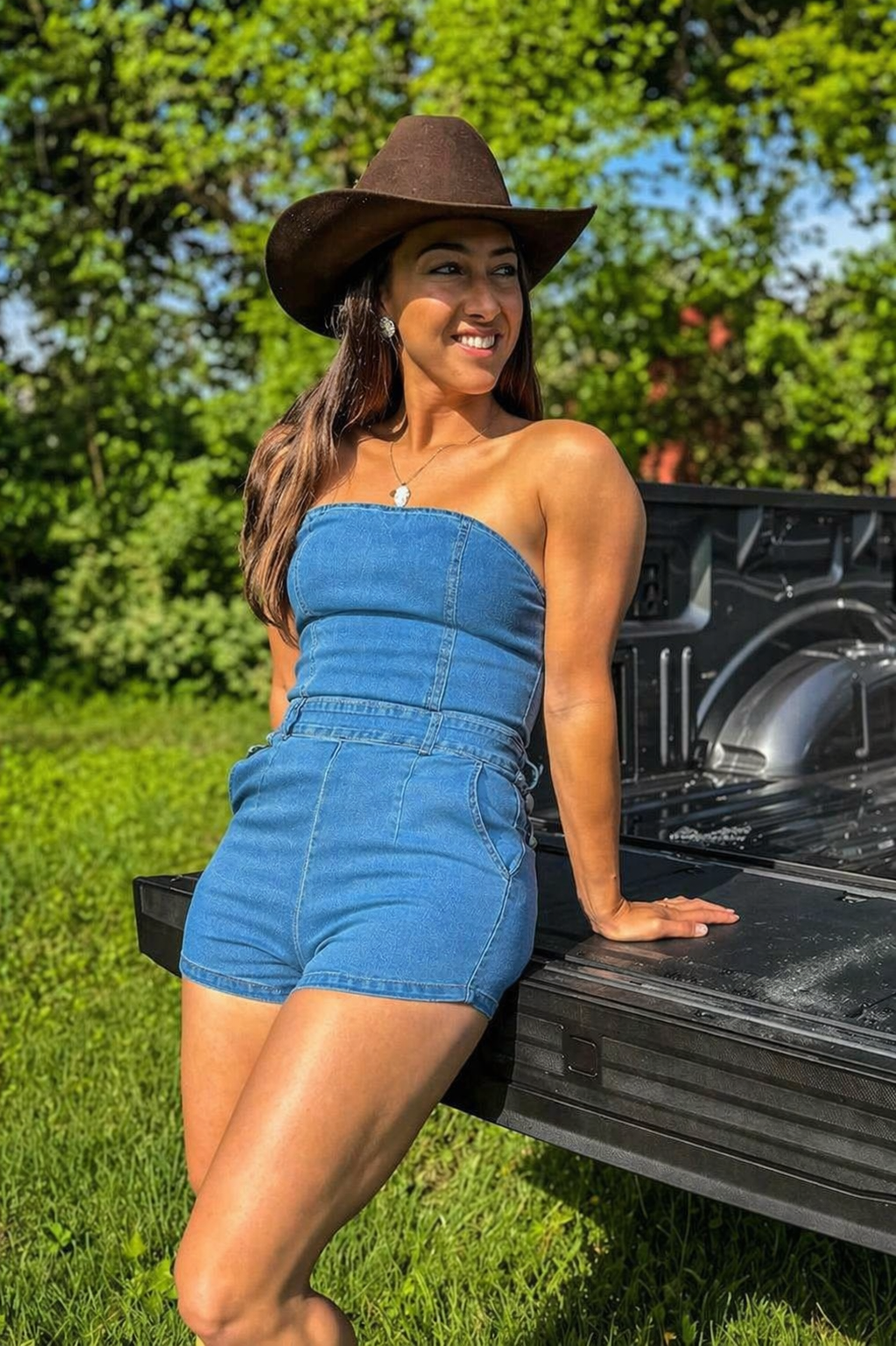 Strapless Denim Romper – Western Chic Tube Top Jean Romper