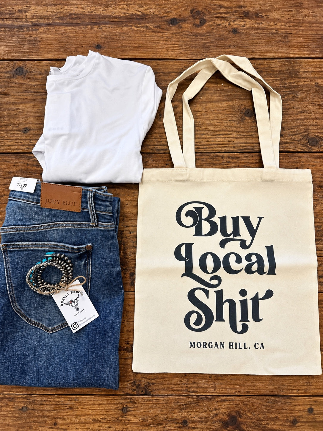 Shop Small, Love Local Canvas Tote Bag