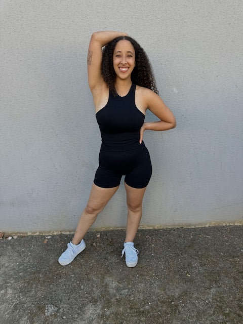 Seamless Racerback Tank Top Short Set-Yoga Shorts