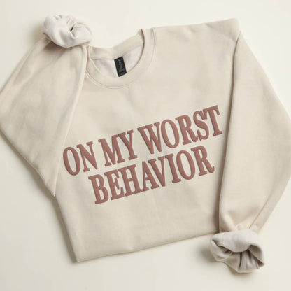 The Bad Influence Graphic Sweatshirt – On My Worst Behavior Crewneck