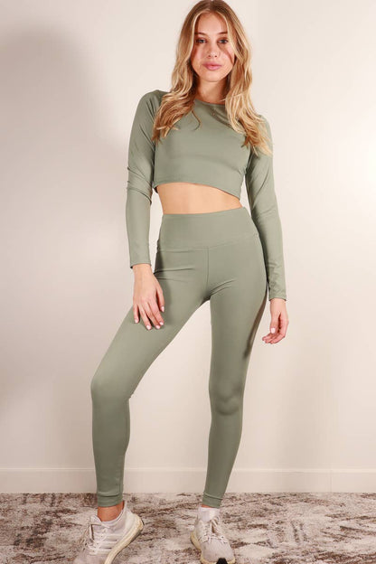 Long Sleeve Crop Top & High Waist Legging Activewear Set