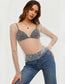 Pearl Rhinestone Sheer Mesh Top – Long Sleeve Studded See Through Blouse