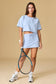 Courtside Cutie Matching Set Collection – Baby Blue Cropped Tee & Athletic Skort