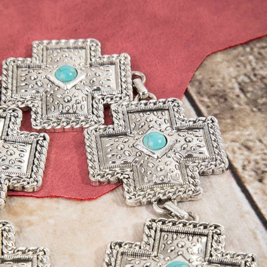 The Turquoise Trails Cross Chain Belt