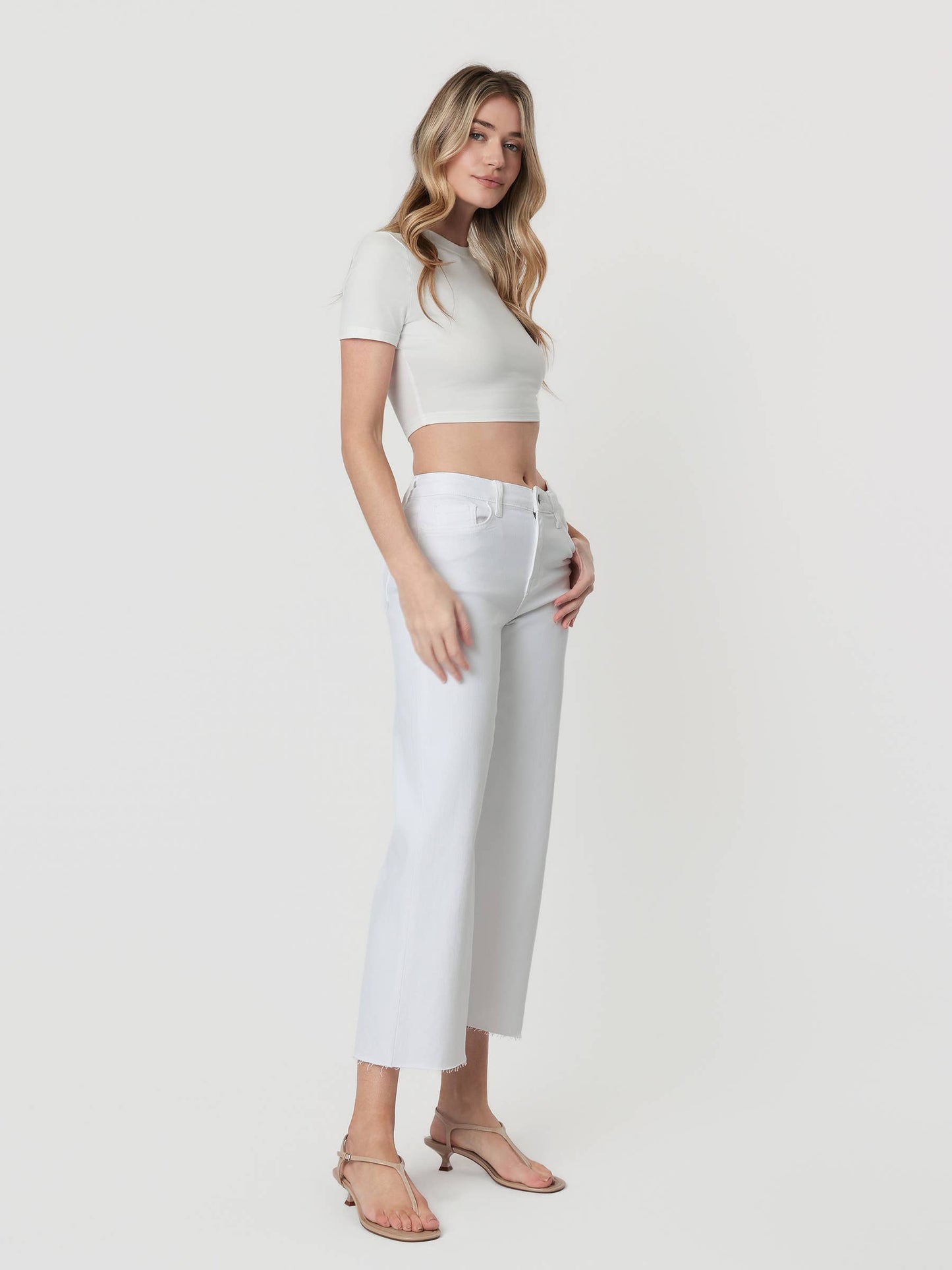Coastal Chic Optic White Wide Leg Crop Jeans