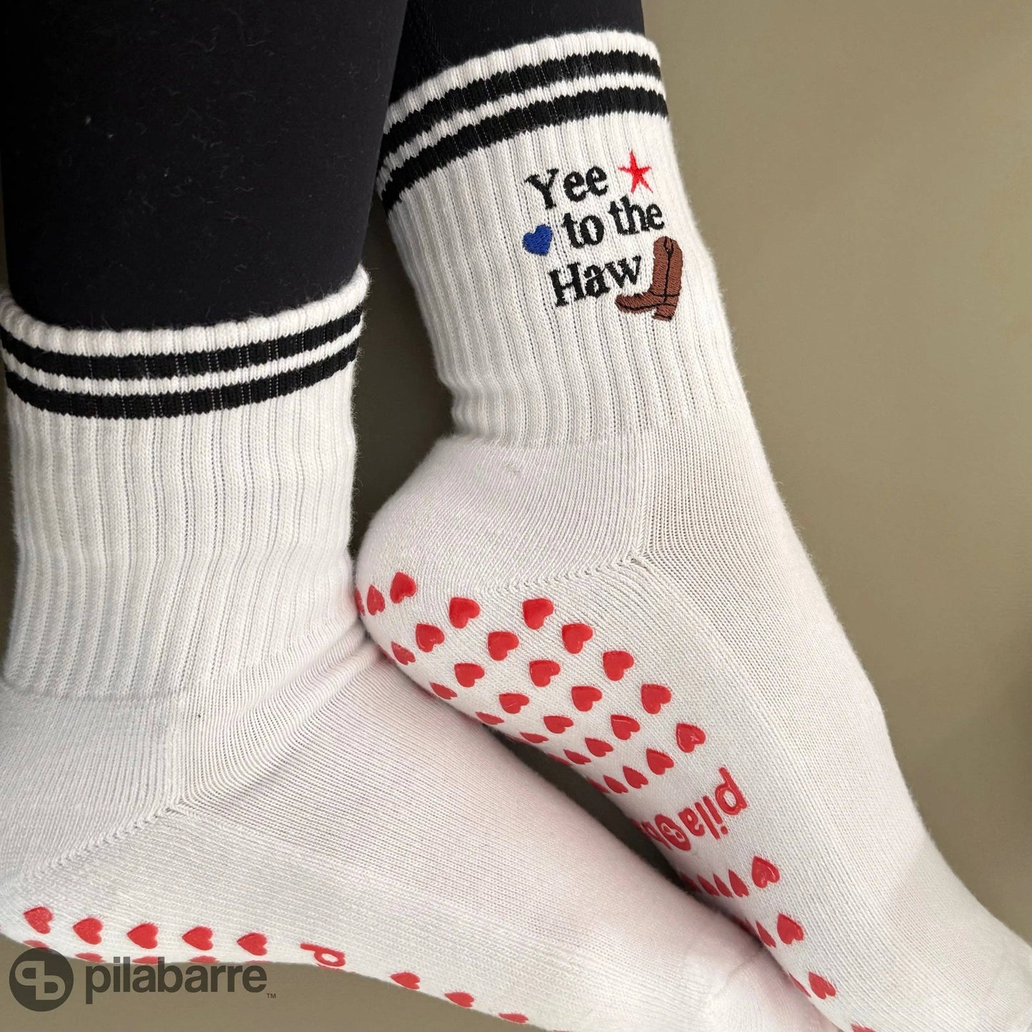 Yee to the Haw Western Grip Socks – Non-Slip Cowboy Crew Socks