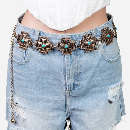 The Turquoise Trails Cross Chain Belt