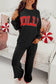 "Jolly/Merry" Black Long Sleeve Top & Matching Pants