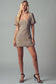 Square Neck Puff Sleeve Tweed Mini Dress