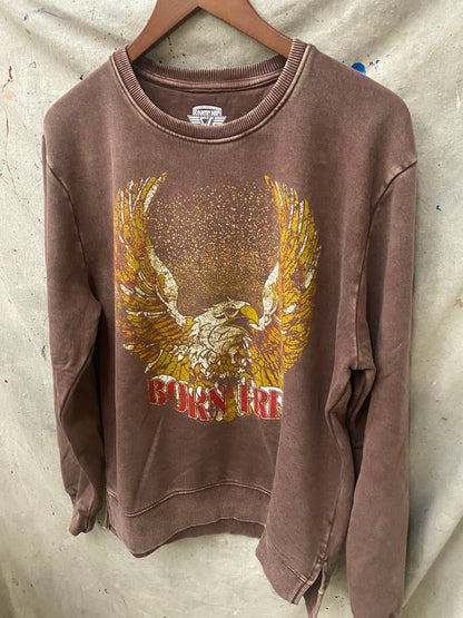 Born Free Vintage Eagle Mineral Wash Crewneck Sweatshirt