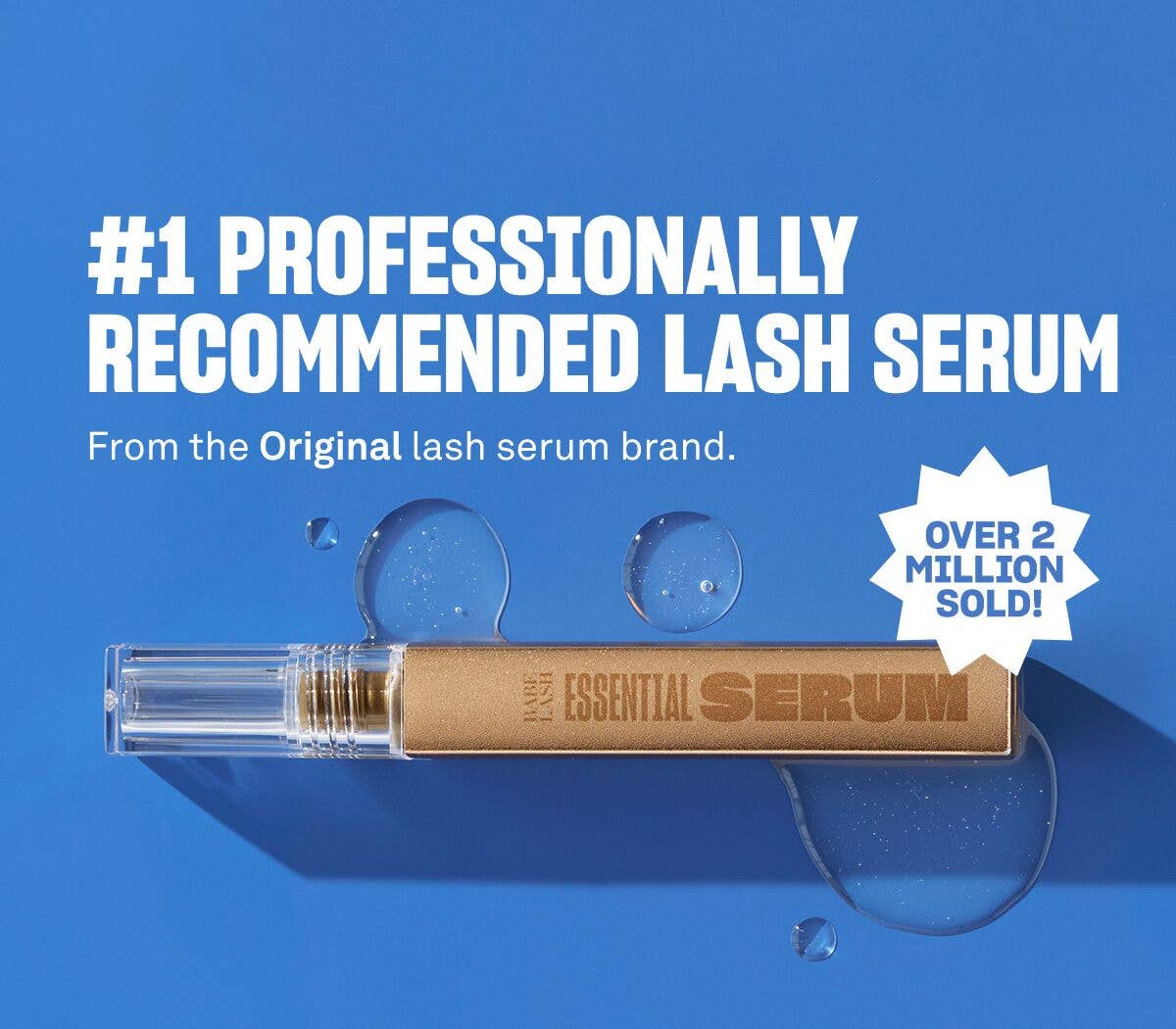 Babe Original Essential Lash Serum 2mL biotin-infused lash serum in blue and black packaging.