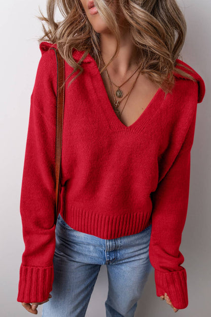 Collared V-Neck Sweater – Cozy Chic Knit Top for Fall & Winter
