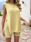 Sleeveless Open Side Knit Top & Ribbed Shorts Set – Cozy Lounge Wear