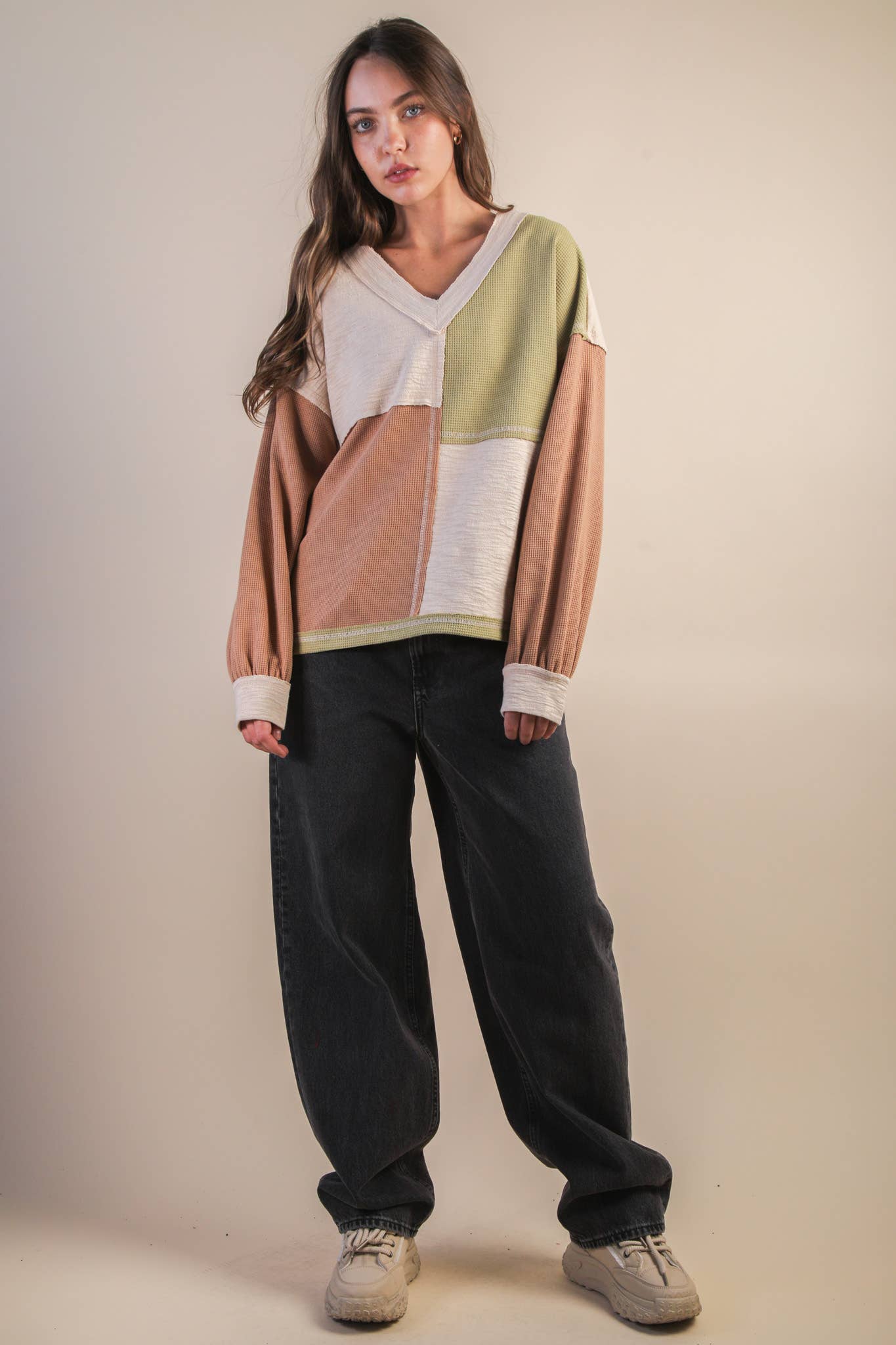 Oversized Color Block Top