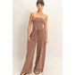 Mineral Wash Strapless Wide Leg Jumpsuit – Relaxed Fit Tube Top Jumpsuit