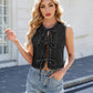 Sleeveless Bow Tie Denim Vest – Chic Tie-Front Denim Top