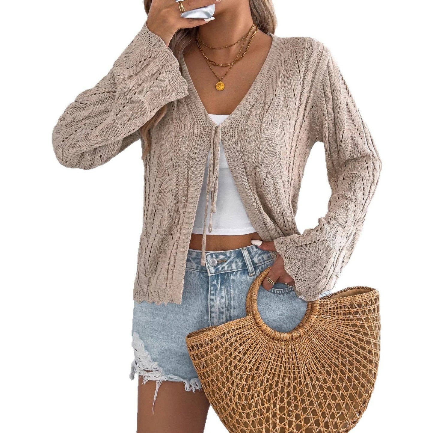 Sunset Stroll Bell Sleeve Knit Cardigan