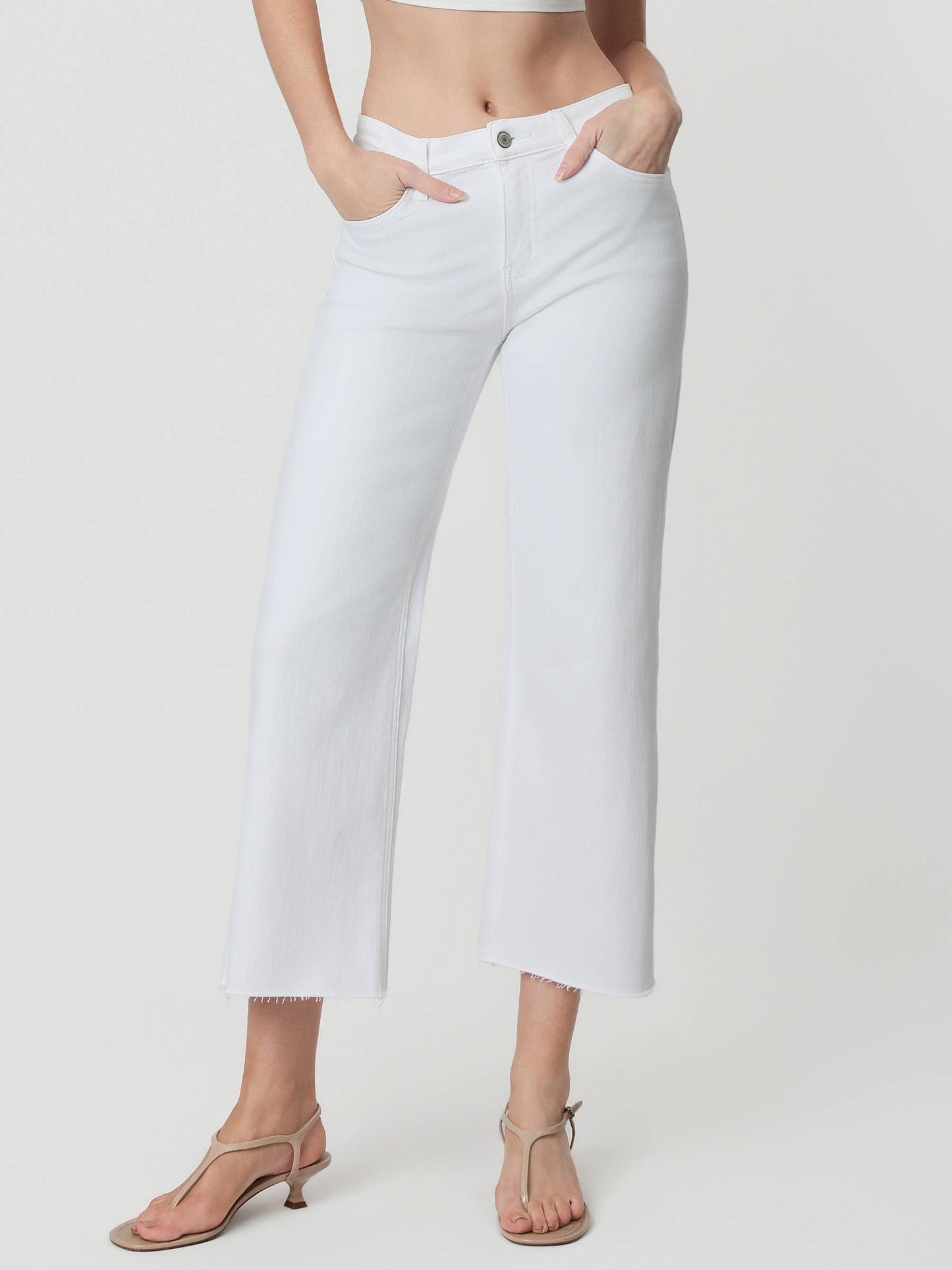 Coastal Chic Optic White Wide Leg Crop Jeans