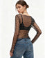 Pearl Rhinestone Sheer Mesh Top – Long Sleeve Studded See Through Blouse