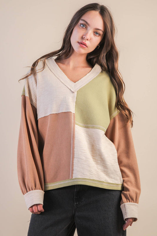 Oversized Color Block Top