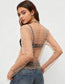 Pearl Rhinestone Sheer Mesh Top – Long Sleeve Studded See Through Blouse