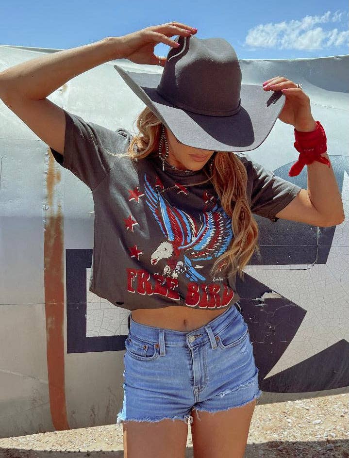 Free Bird Spirit Vintage Graphic Tee – Distressed Patriotic Eagle Shirt