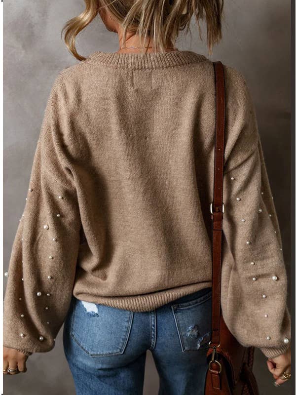Pearl Embellished Knit Sweater