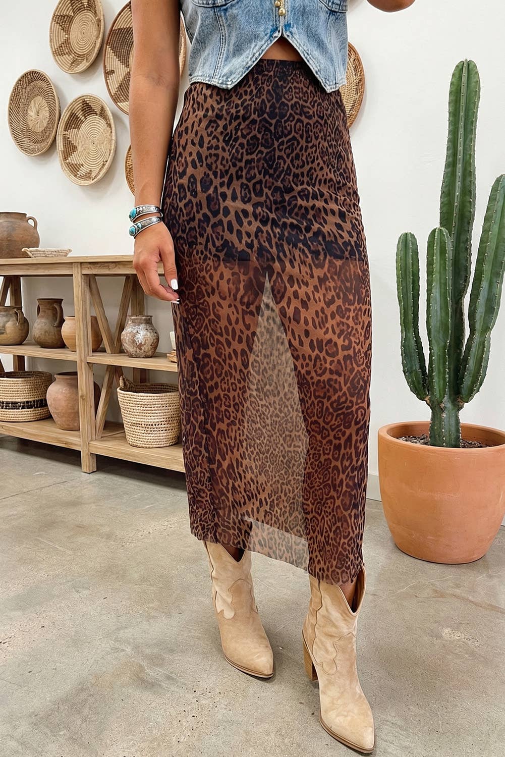 The Wild Heart Sheer Leopard Maxi Skirt