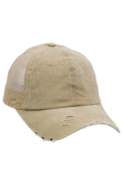 Two Tone Distressed Garment Dye Unstructured Trucker Hat