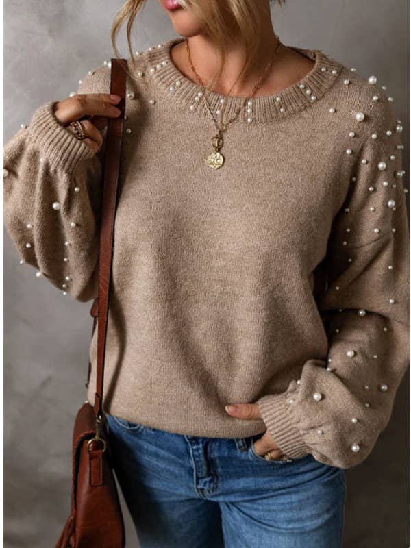 Pearl Embellished Knit Sweater