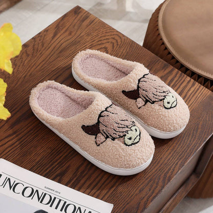 Highland Cow Cotton Slippers for Women – Cozy Plush Farmhouse House Shoes