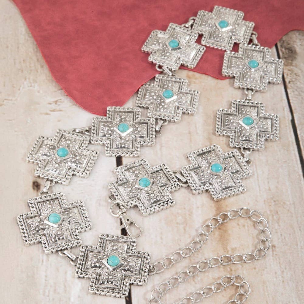 The Turquoise Trails Cross Chain Belt