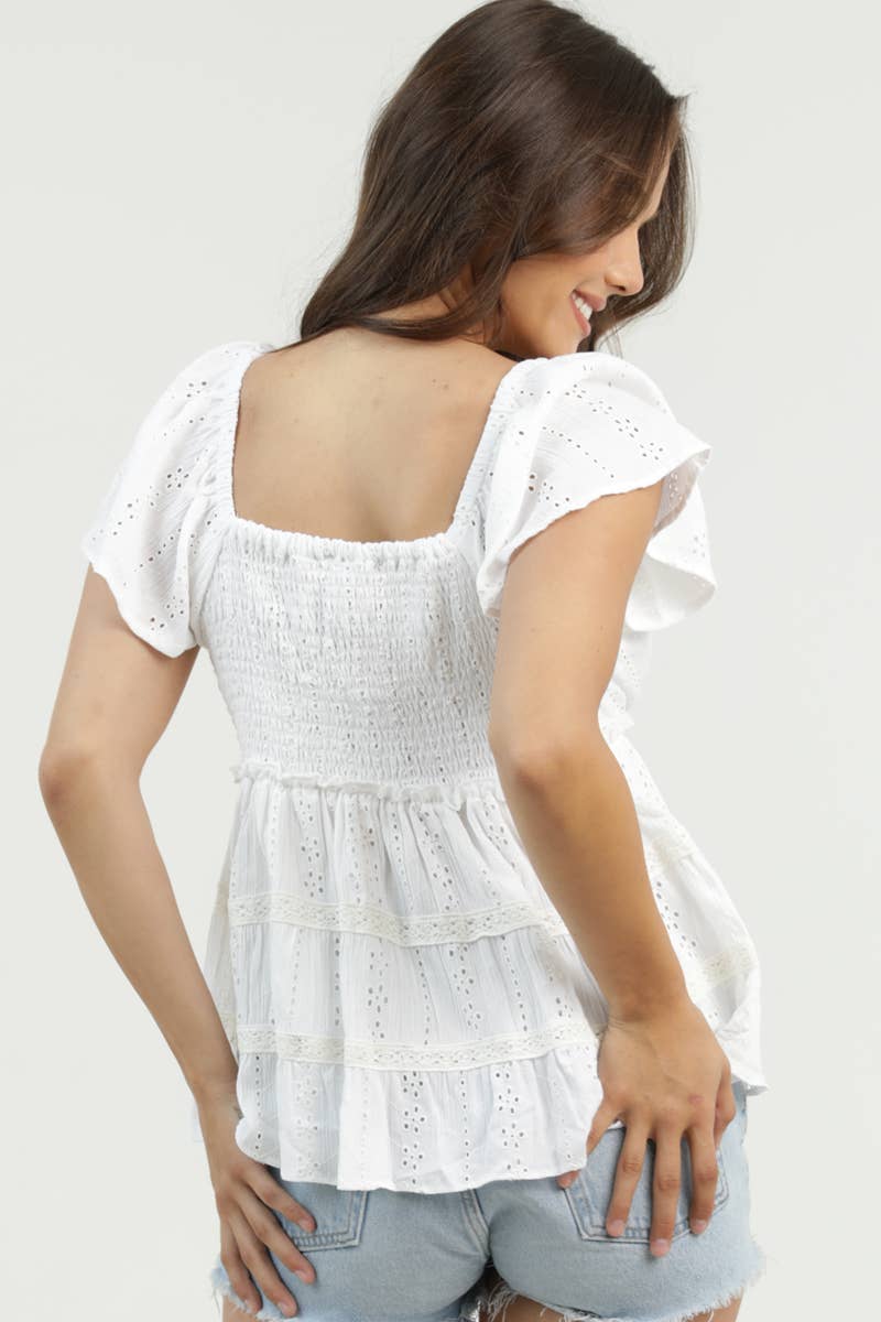 Ivory Skies Eyelet Lace Blouse