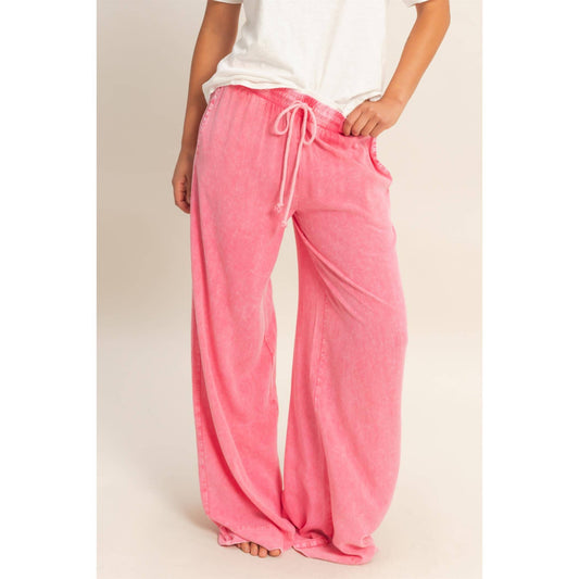 Mineral Wash Wide Leg Drawstring Pants