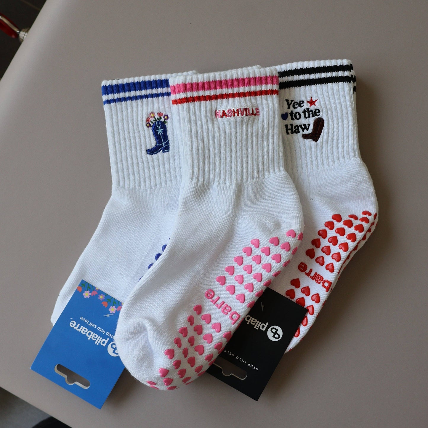 Yee to the Haw Western Grip Socks – Non-Slip Cowboy Crew Socks