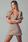 Square Neck Puff Sleeve Tweed Mini Dress