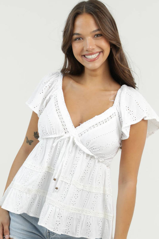 Ivory Skies Eyelet Lace Blouse