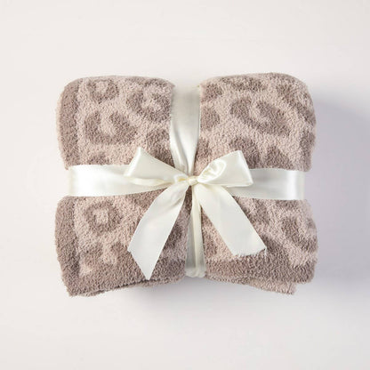 Knitted Leopard Print Throw Blanket – Ultra Soft Cozy Animal Print Home Blanket