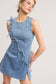 The Bow & Go Mini Dress – Light Wash Denim