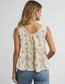 Boho Floral Tie Front Top – Sleeveless Ruffle Babydoll Blouse