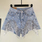 Midnight Rodeo Rhinestone Fringe Denim Shorts