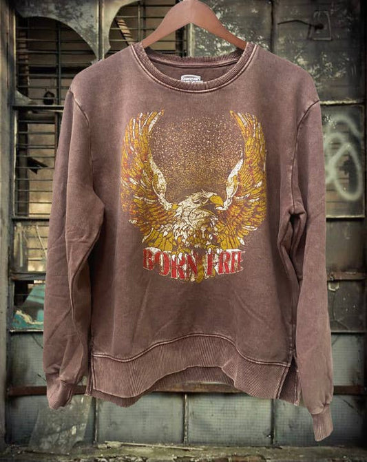 Born Free Vintage Eagle Mineral Wash Crewneck Sweatshirt