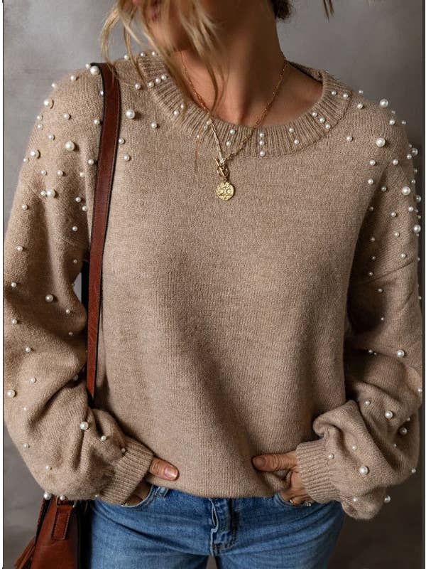 Pearl Embellished Knit Sweater