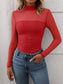 Sheer Half High Neck Long Sleeve Top