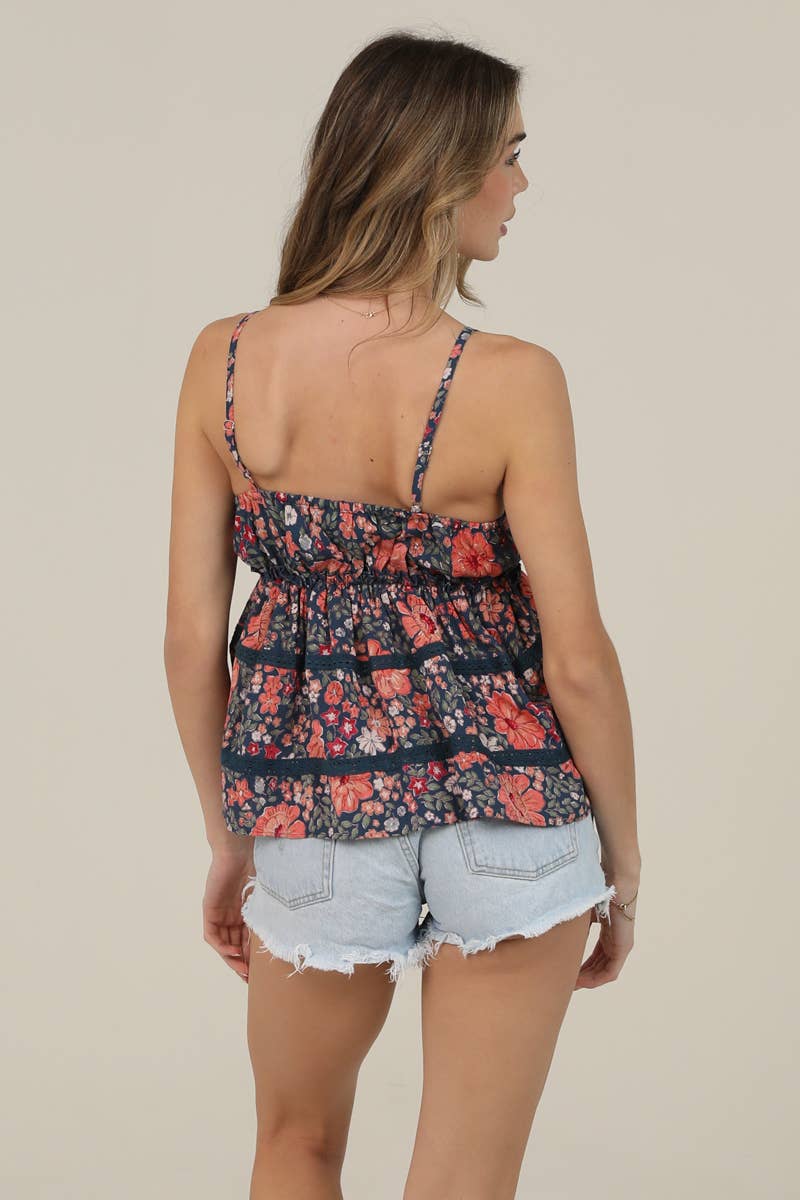 Midnight Blossom Babydoll Tank