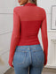 Sheer Half High Neck Long Sleeve Top