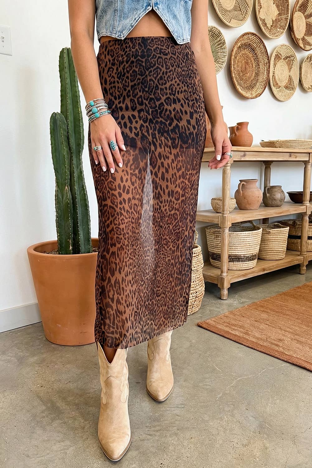 The Wild Heart Sheer Leopard Maxi Skirt