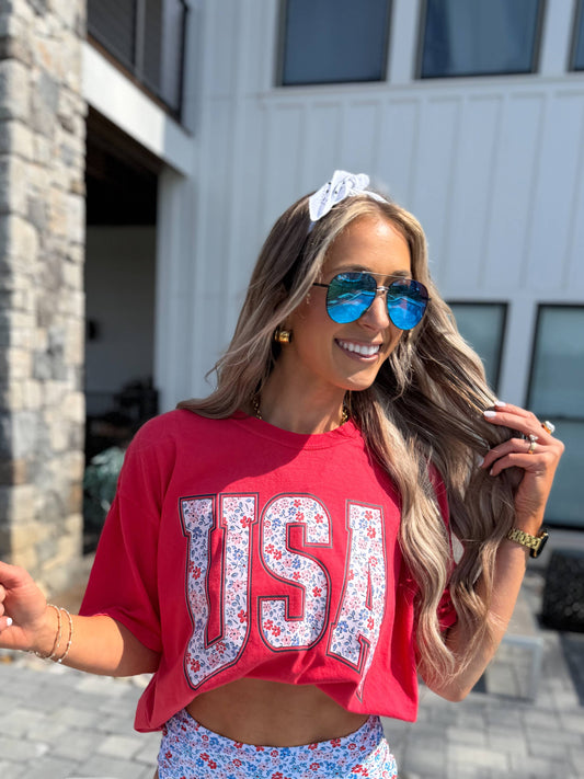 Sweet Liberty Floral USA Tee